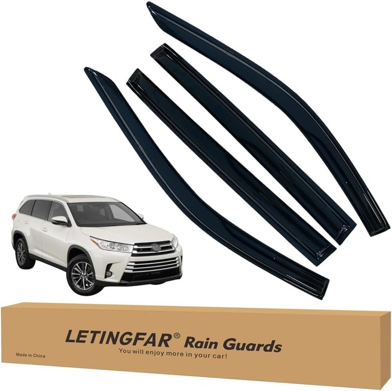 LETINGFAR Window Visors Rain Guards for Toyota Highlander 2014 2015 2016 2017 2018 2019 Accessories, Wind Deflectors Vent Shades for Toyota Highlander - Image 1